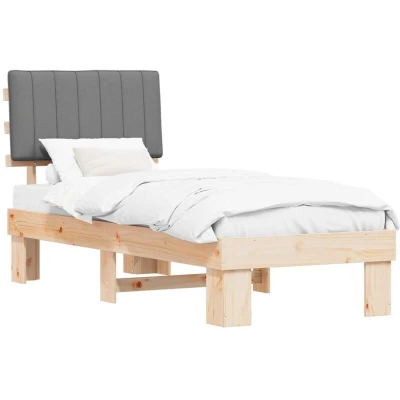 Paveikslėlis vidaXL Bed Frame with Upholstered Headboard Light Grey 75 x 190 cm