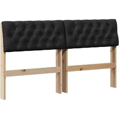Paveikslėlis vidaXL Upholstered Headboard Black 150 cm Solid Pine Wood