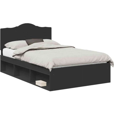 Paveikslėlis vidaXL Bed Frame with Headboard Black 120 x 200 cm Solid Pine Wood