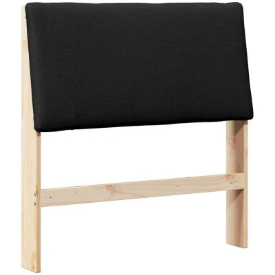 Paveikslėlis vidaXL Upholstered Headboard Black 90 cm Solid Pine Wood