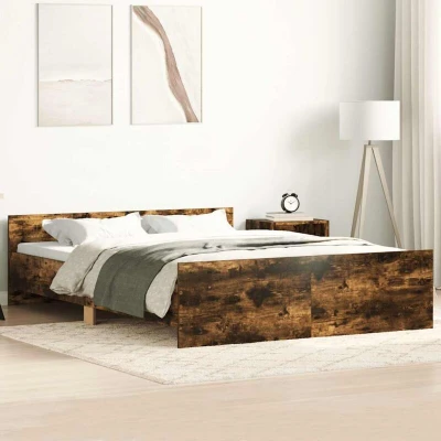 Paveikslėlis vidaXL Bed Frame without Mattress Smoked Oak 120x200 cm