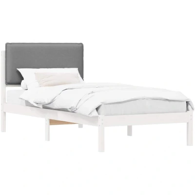 Paveikslėlis vidaXL Bed Frame with Upholstered Headboard Light Grey 90 x 200 cm