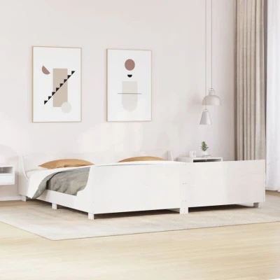 Paveikslėlis vidaXL Bed Frame without Mattress White 180x200 cm Super King Solid Wood Pine