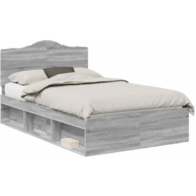 Paveikslėlis vidaXL Bed Frame Grey Sonoma 120 x 190 cm Solid Pine Wood
