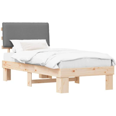Paveikslėlis vidaXL Bed Frame with Upholstered Headboard Light Grey 100 x 200 cm