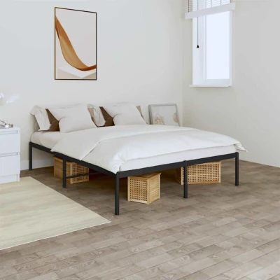 Paveikslėlis vidaXL Metal Bed Frame without Mattress Black 160x200cm