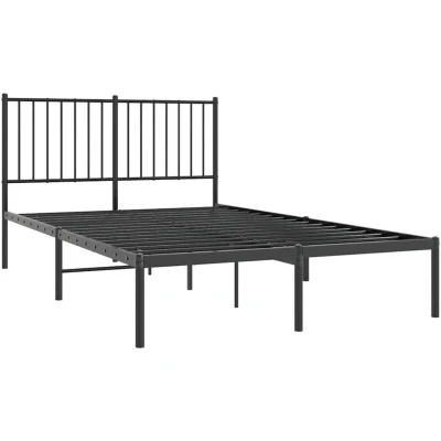 Paveikslėlis vidaXL Metal Bed Frame without Mattress with Headboard Black 120x190cm