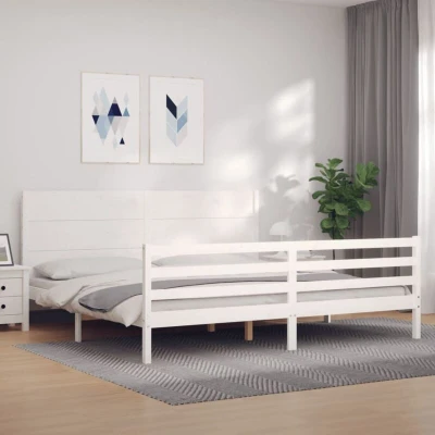 Paveikslėlis vidaXL Bed Frame without Mattress White 200x200 cm Solid Wood