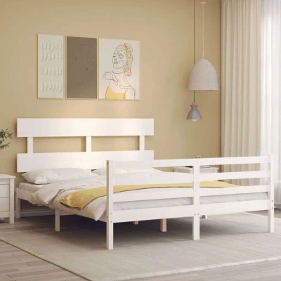Paveikslėlis vidaXL Bed Frame without Mattress White 160x200 cm Solid Wood