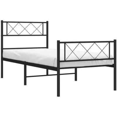 Paveikslėlis vidaXL Metal Bed Frame without Mattress with Footboard Black 75x190cm