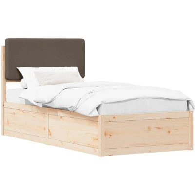 Paveikslėlis vidaXL Bed Frame with Upholstered Headboard Taupe 80 x 200 cm