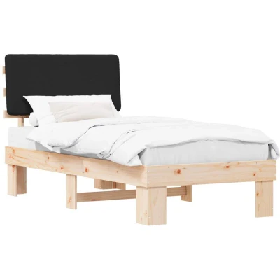 Paveikslėlis vidaXL Bed Frame with Upholstered Headboard Black 80 x 200 cm