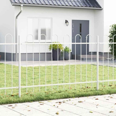 Paveikslėlis vidaXL Garden Fence 6 pcs White 10.2 x 1 m Powder-coated Steel