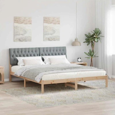 Paveikslėlis vidaXL Bed Frame with Upholstered Headboard Brown 180 x 200 cm