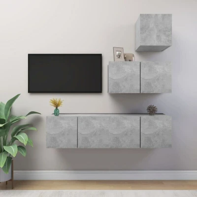 Paveikslėlis vidaXL 4 Piece TV Cabinet Set Concrete Grey Engineered Wood