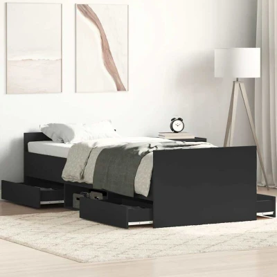 Paveikslėlis vidaXL Bed Frame without Mattress Black 90x200 cm