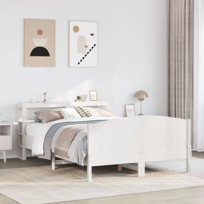Paveikslėlis vidaXL Bed Frame without Mattress White 140x200 cm Solid Wood Pine