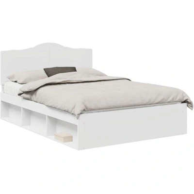 Paveikslėlis vidaXL Bed Frame with Headboard White 150 x 200 cm Solid Pine Wood
