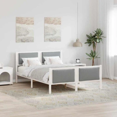 Paveikslėlis vidaXL Bed Frame with Headboard Light Grey 150 x 200 cm Fabric