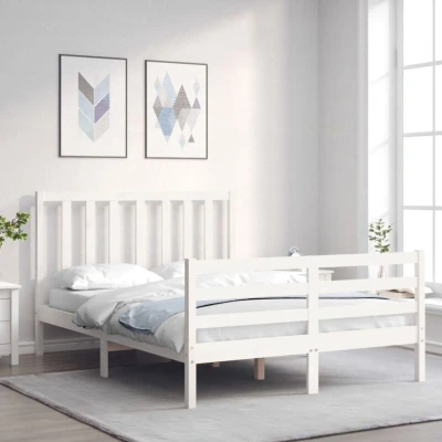 Paveikslėlis VidaXL Lovos Rėmas Be Čiužinio Baltas 140x200 Pušies Mediena