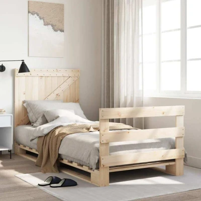 Paveikslėlis vidaXL Bed Frame without Mattress with Headboard 90x200 cm Solid Wood